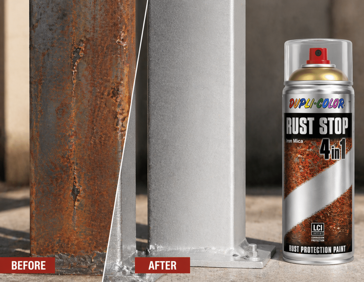 Motip Duplicolor Rust Stop 4 in 1 RAL Kleuren 400ml Resultaat